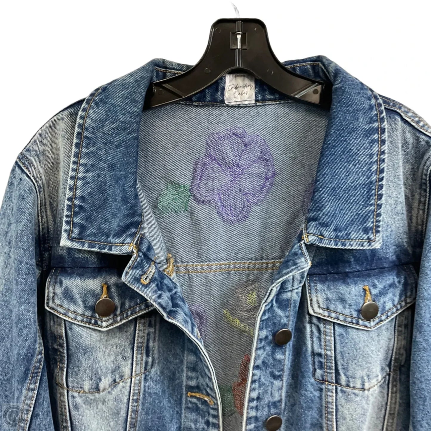 Jacket Denim By EMBROIDERY BABES In Blue Denim, Size: Xl
