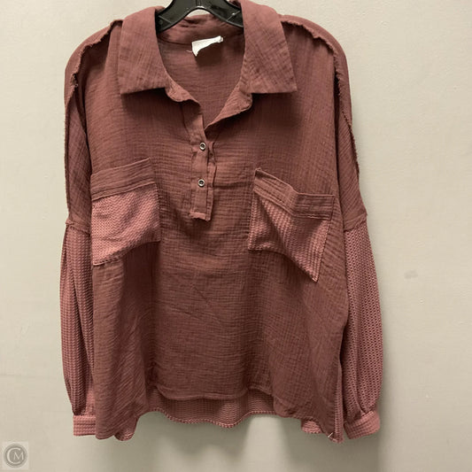 Top Long Sleeve By Andree By Unit In Brown, Size: M
