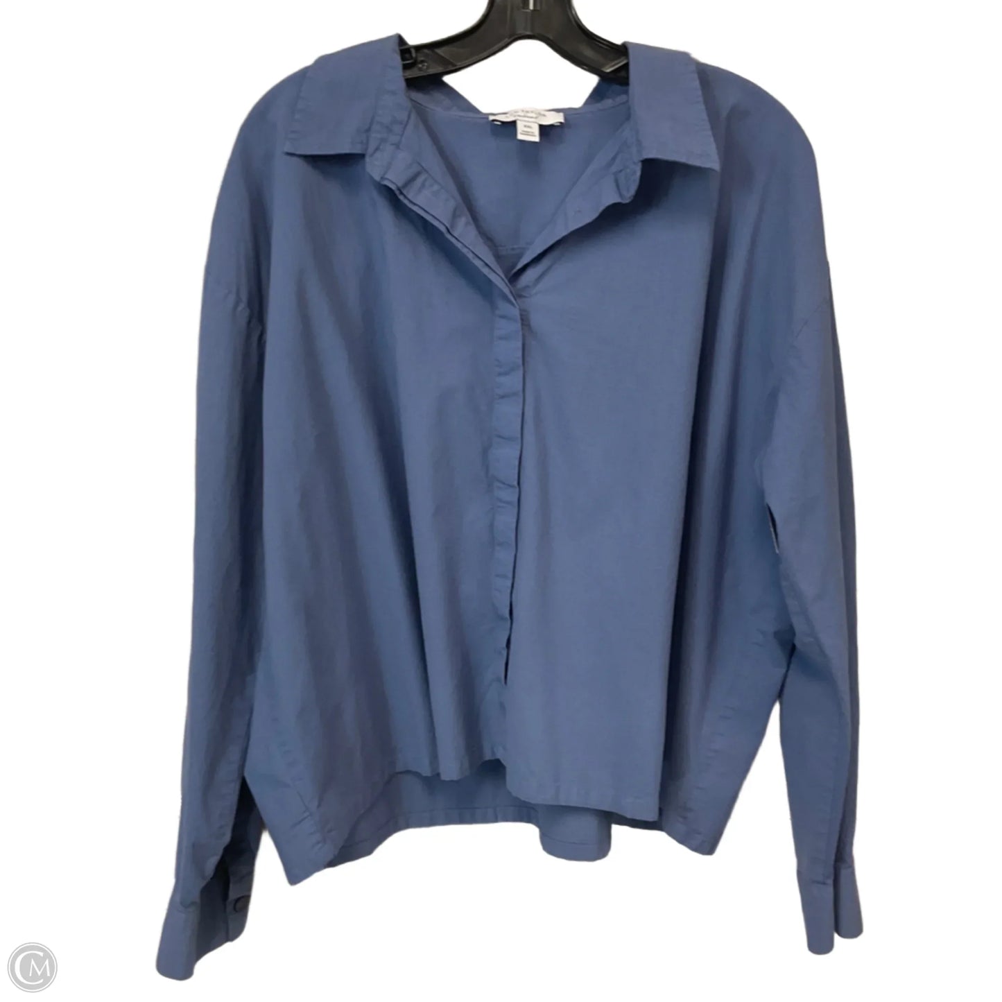 Blouse Long Sleeve By Ann Taylor In Blue, Size: Xxl