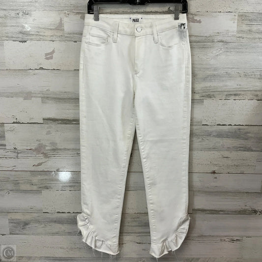 Jeans Cropped By Paige In White Denim, Size: 4