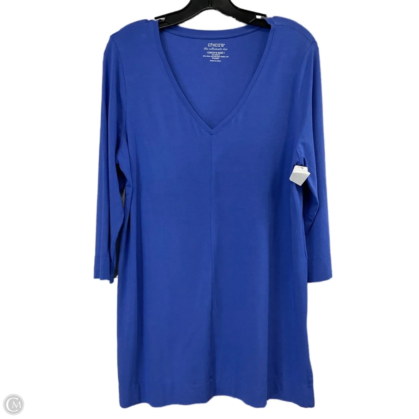 Top 3/4 Sleeve Basic By Chicos In Blue, Size: M