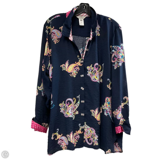 Top Long Sleeve By Multiples In Blue, Size: 1x