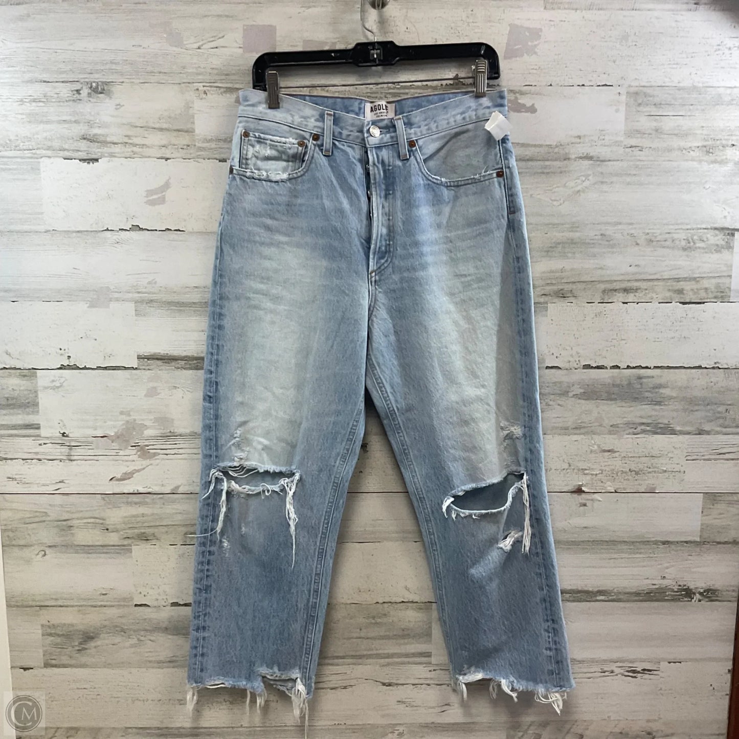 Jeans Wide Leg By Agolde In Blue Denim, Size: 4