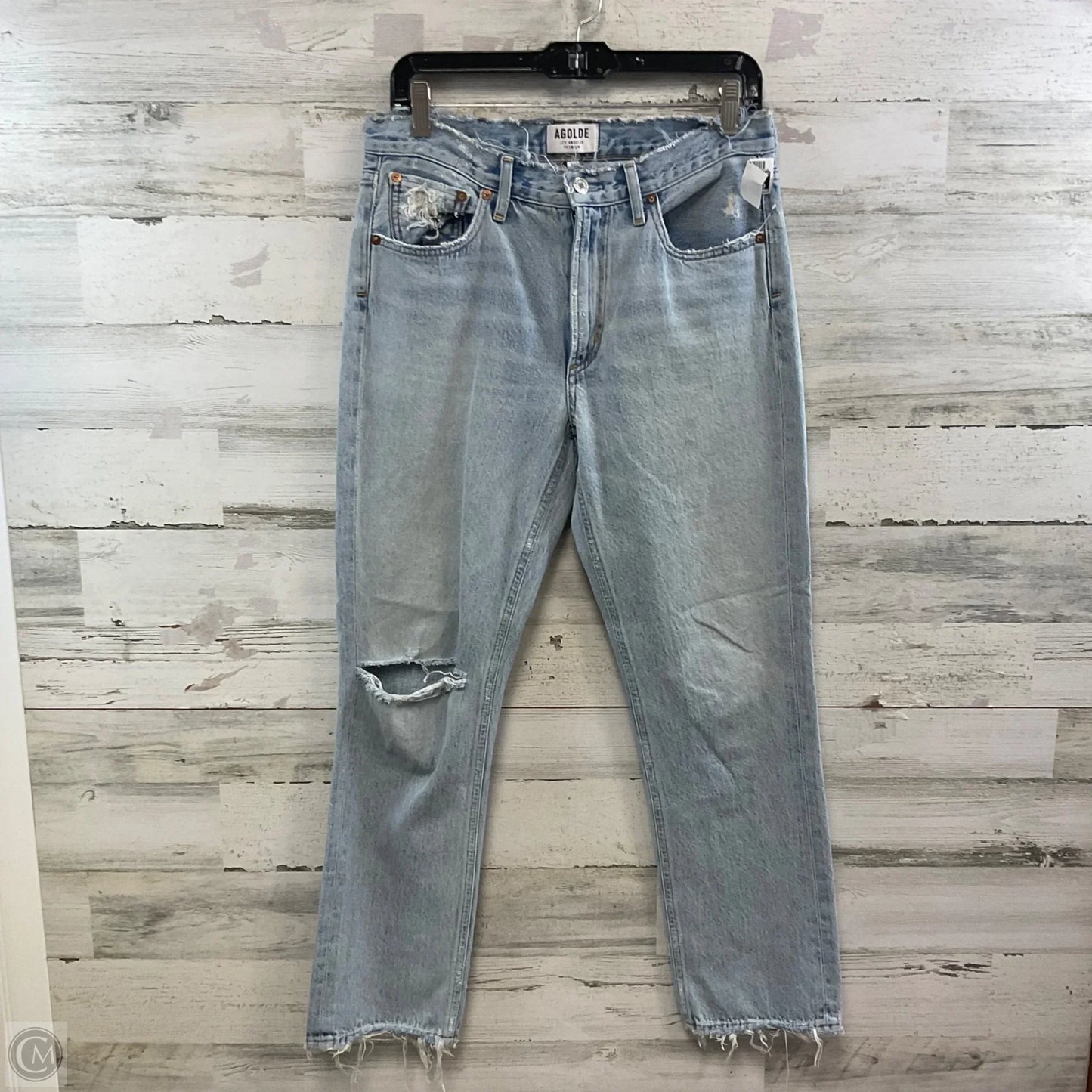 Jeans Straight By Agolde In Blue Denim, Size: 4