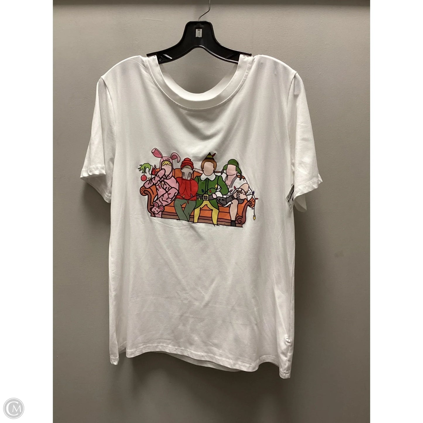 Top Short Sleeve Basic By Cme In White, Size: L