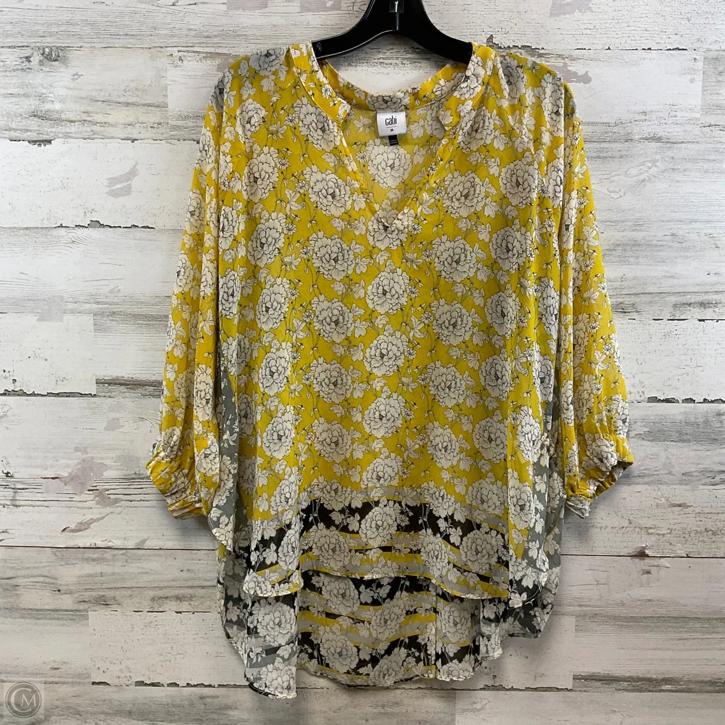 Blouse Long Sleeve By Cabi In Yellow, Size: M