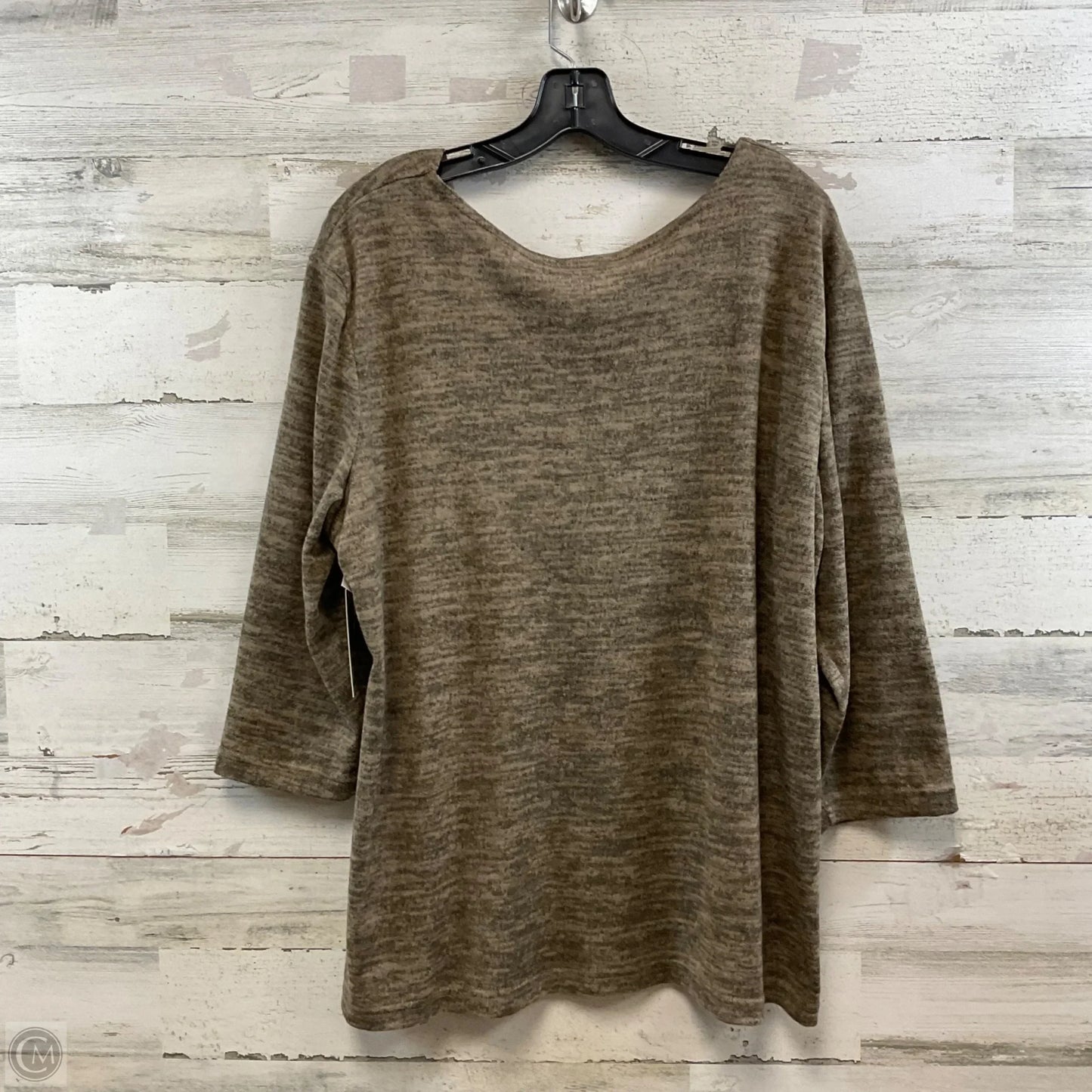 Top Long Sleeve Basic By Stephanie In Brown, Size: 2x