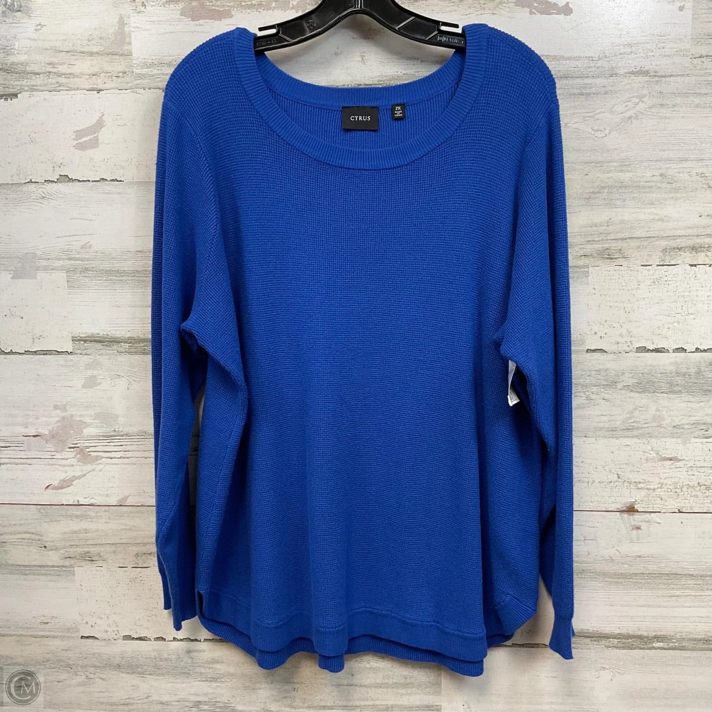 Top Long Sleeve By Cyrus Knits In Blue, Size: 2x