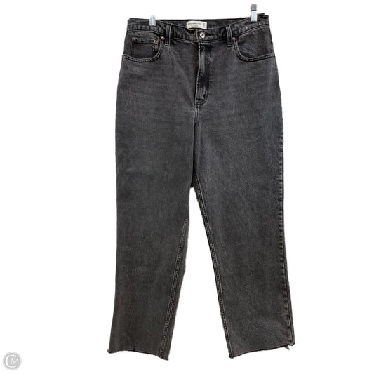 Jeans Straight By Abercrombie And Fitch In Black Denim, Size: 12