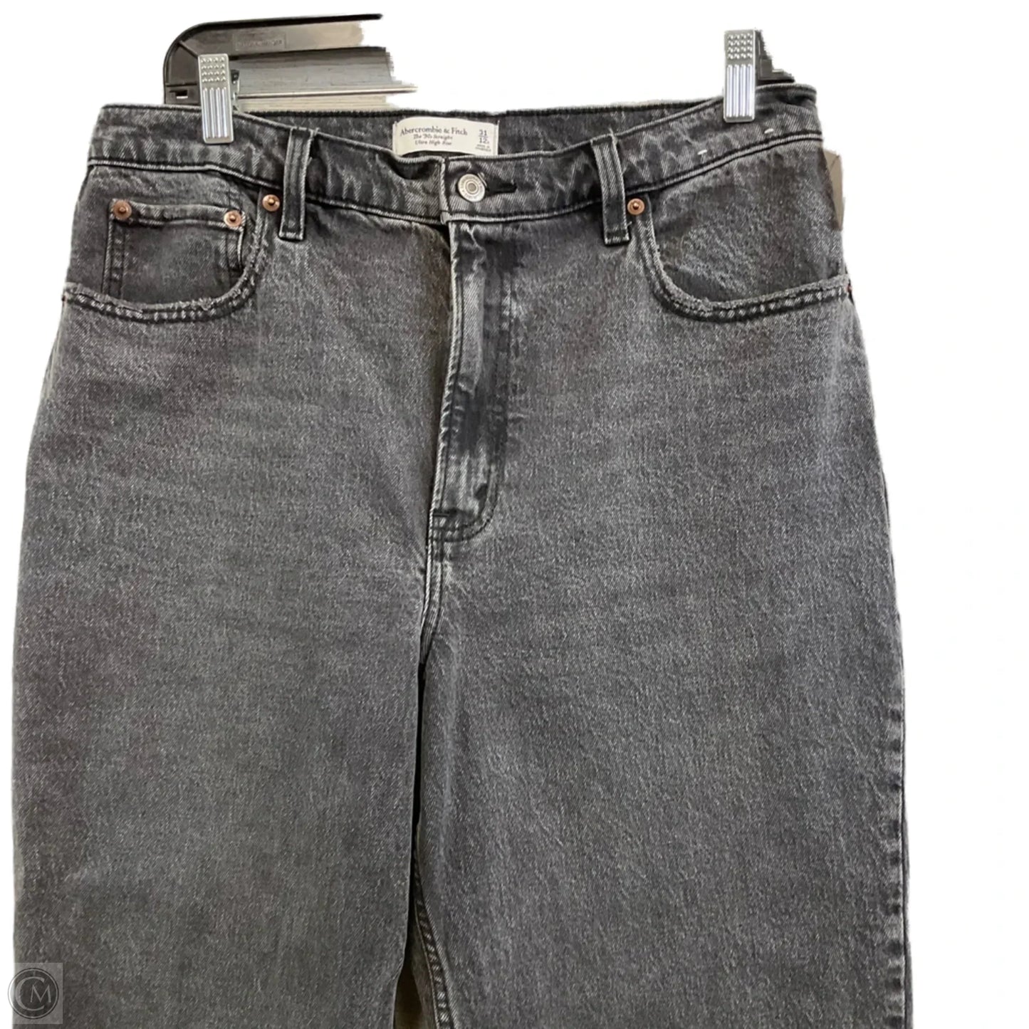 Jeans Straight By Abercrombie And Fitch In Black Denim, Size: 12