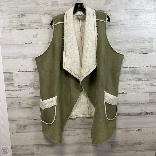 Vest Faux Fur & Sherpa By Denim And Co Qvc In Green, Size: 3x