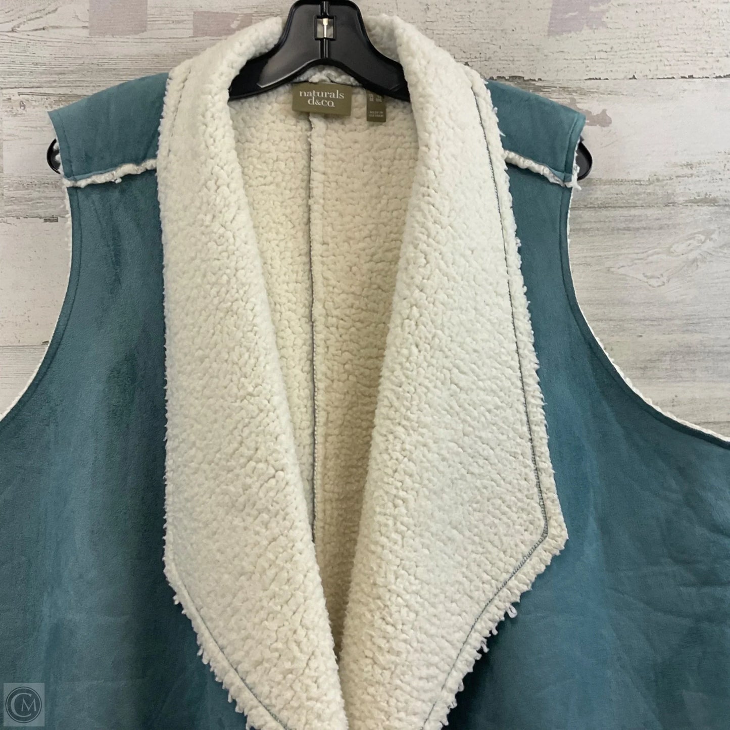 Vest Faux Fur & Sherpa By Denim And Co Qvc In Blue, Size: 3x