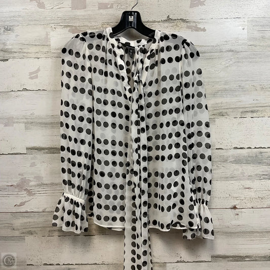Blouse Long Sleeve By White House Black Market In Black & White, Size: Xs