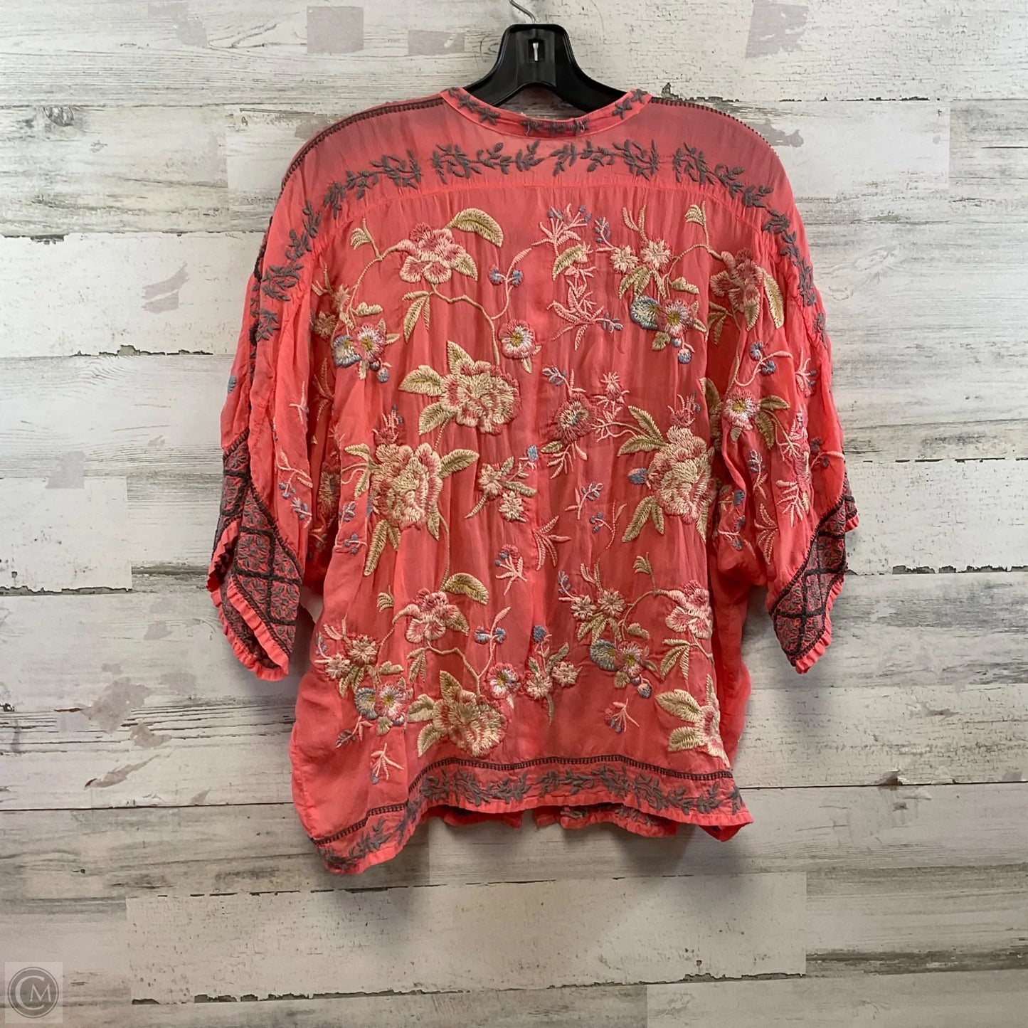 Blouse Short Sleeve By Johnny Was In Pink, Size: M