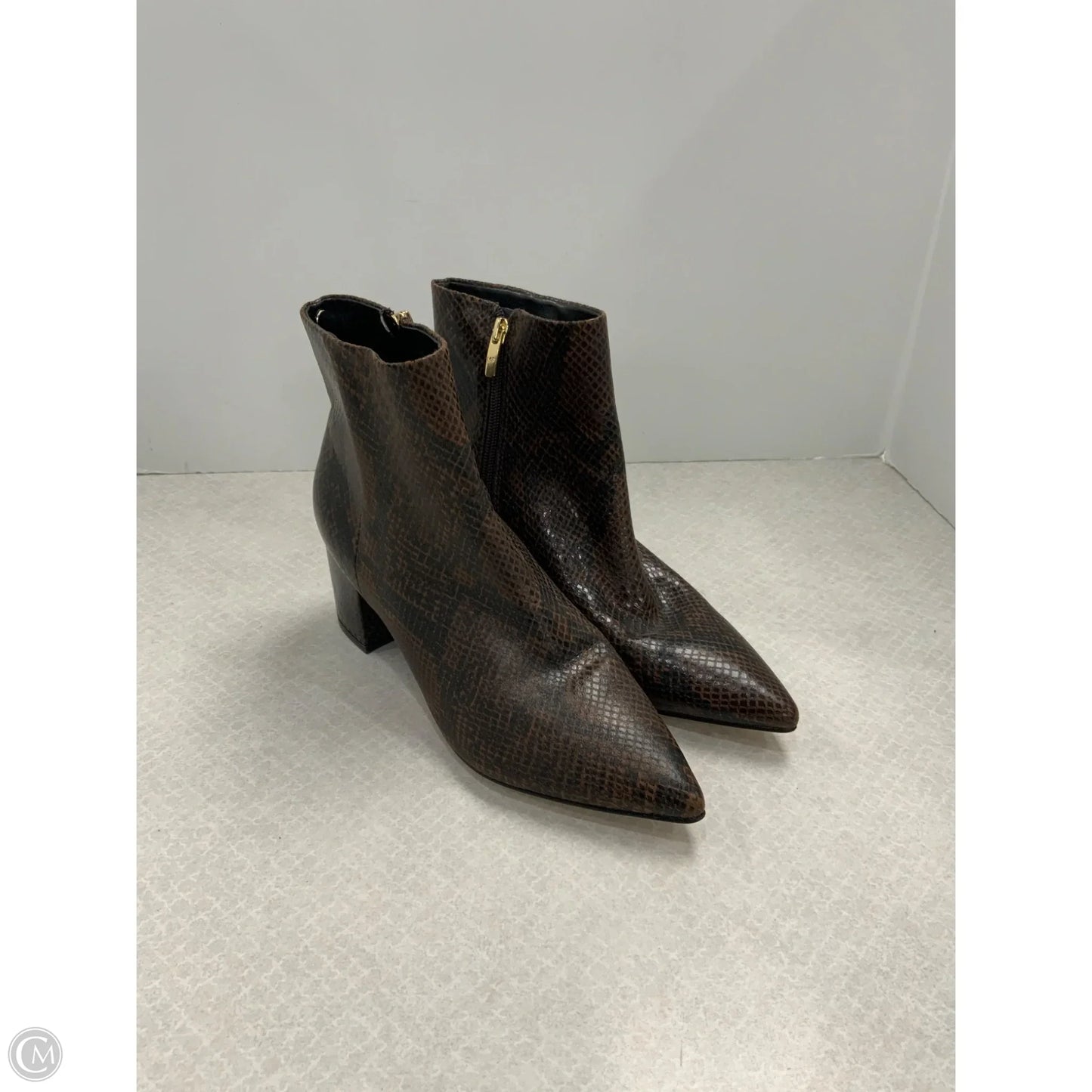 Boots Ankle Heels By Marc Fisher In Animal Print, Size: 8.5