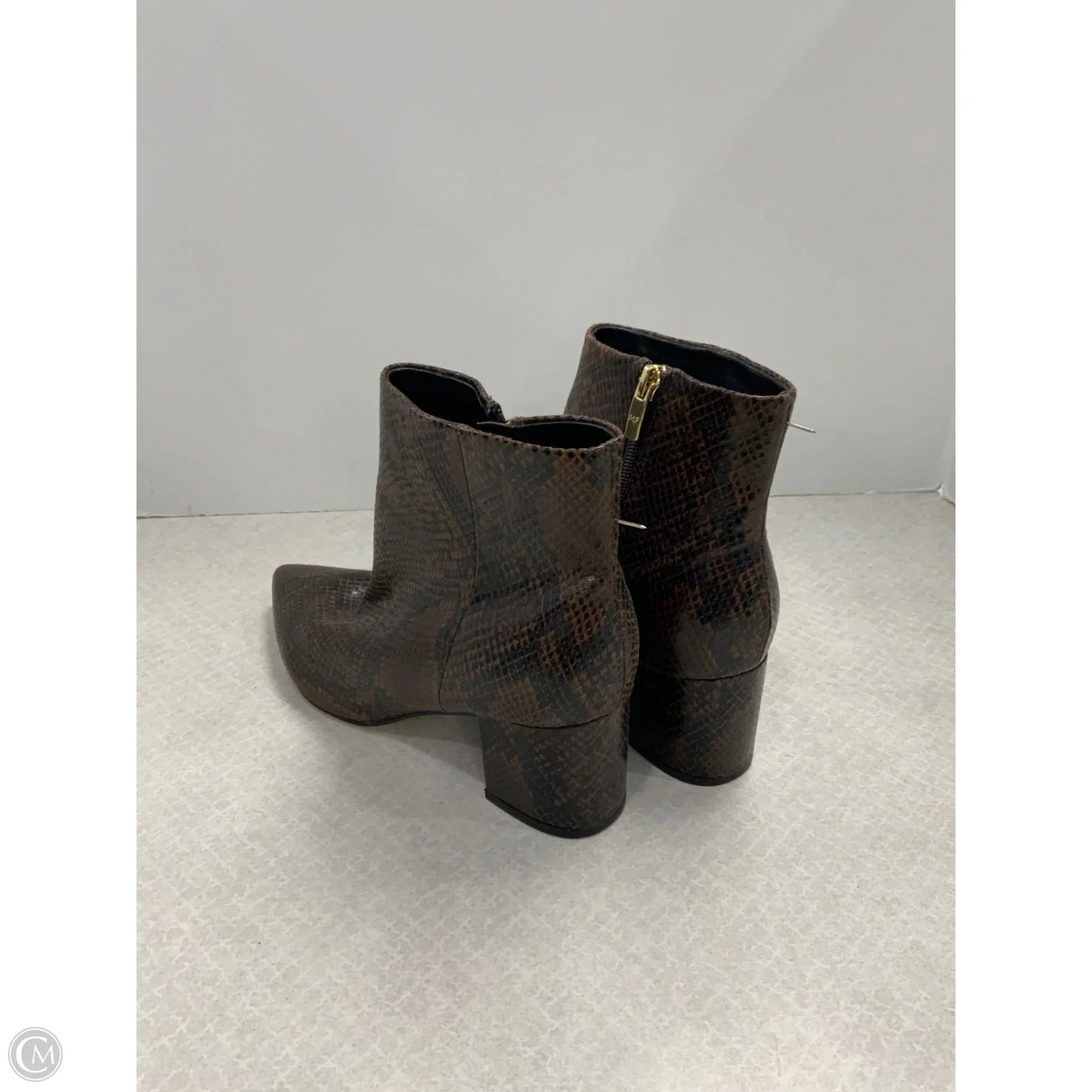 Boots Ankle Heels By Marc Fisher In Animal Print, Size: 8.5