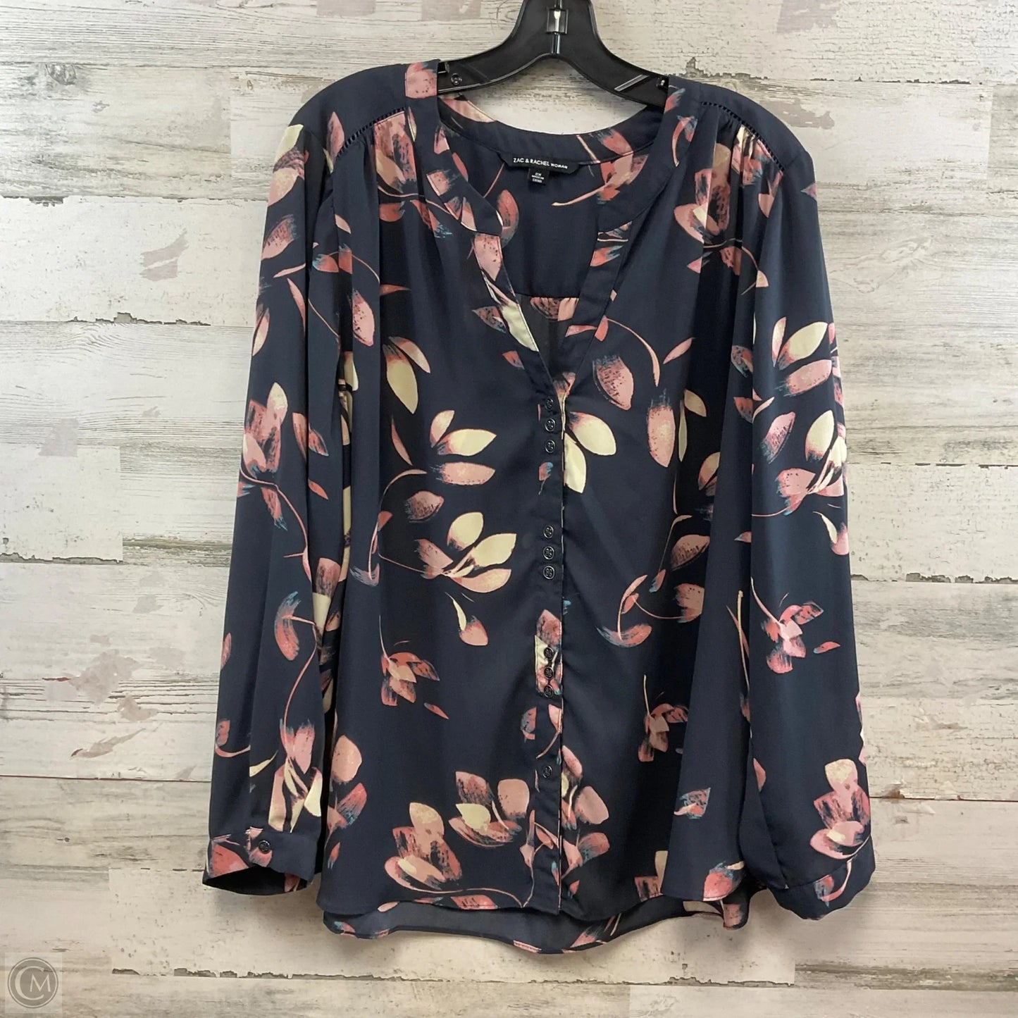 Top Long Sleeve By Zac And Rachel In Grey, Size: 2x
