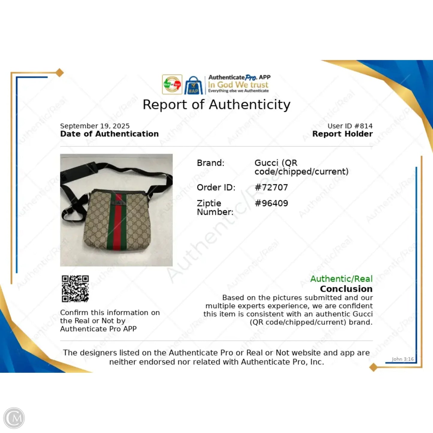 Crossbody Luxury Designer By Gucci, Size: Medium