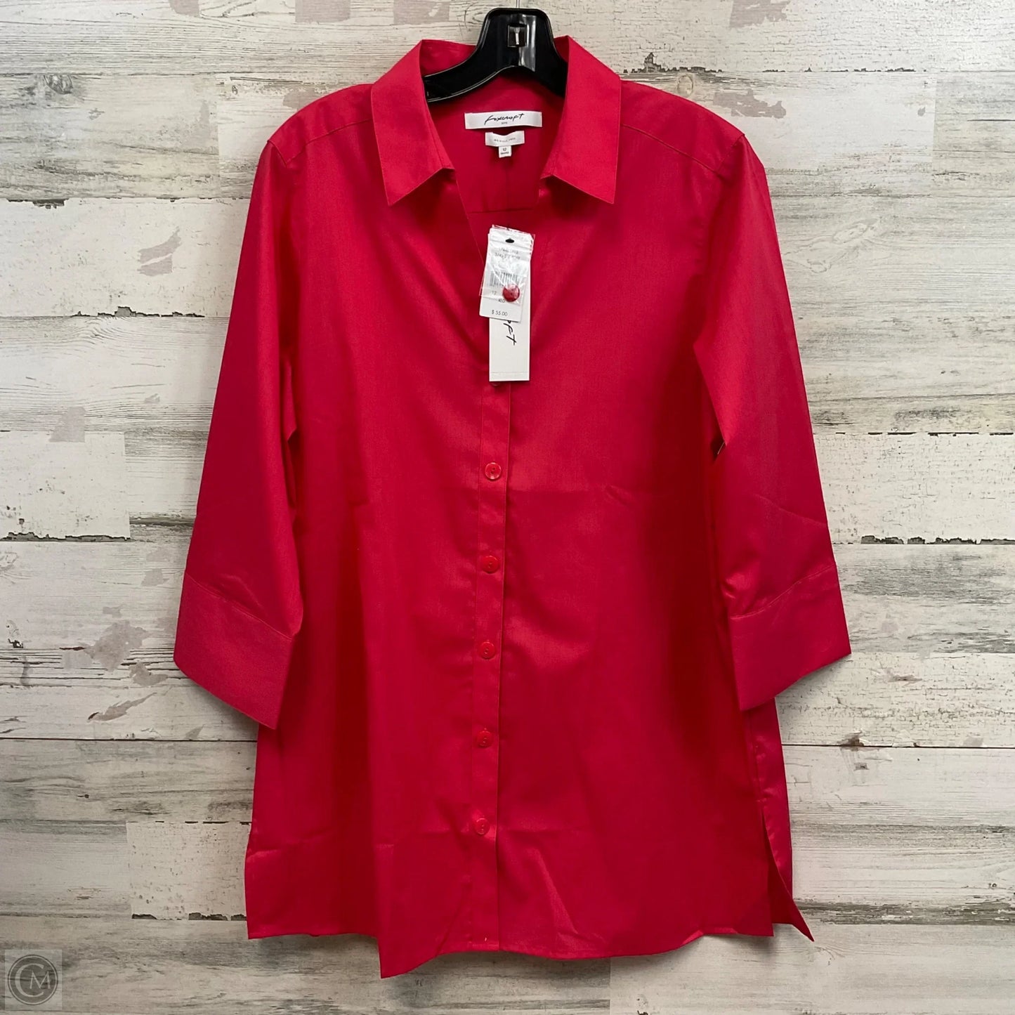 Tunic 3/4 Sleeve By Foxcroft In Pink, Size: L