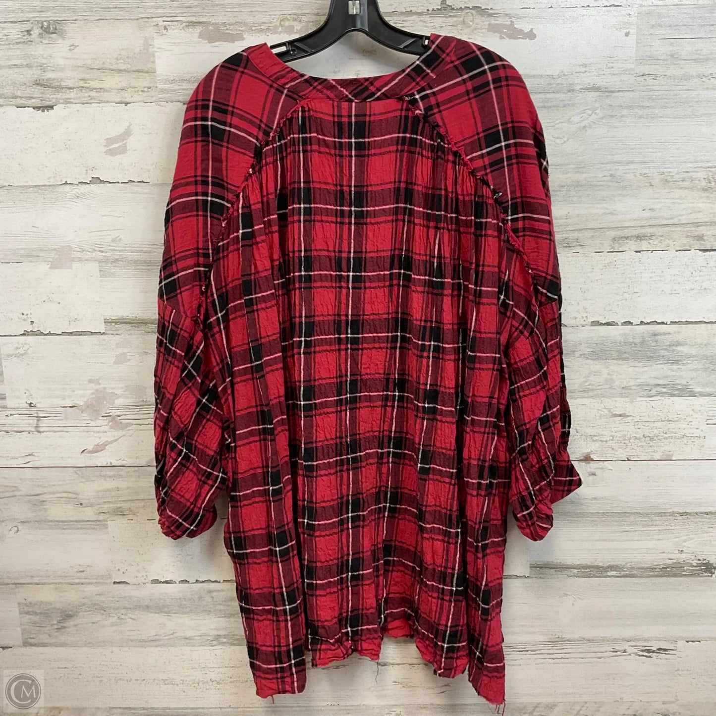 Top 3/4 Sleeve By Free People In Black & Red, Size: S