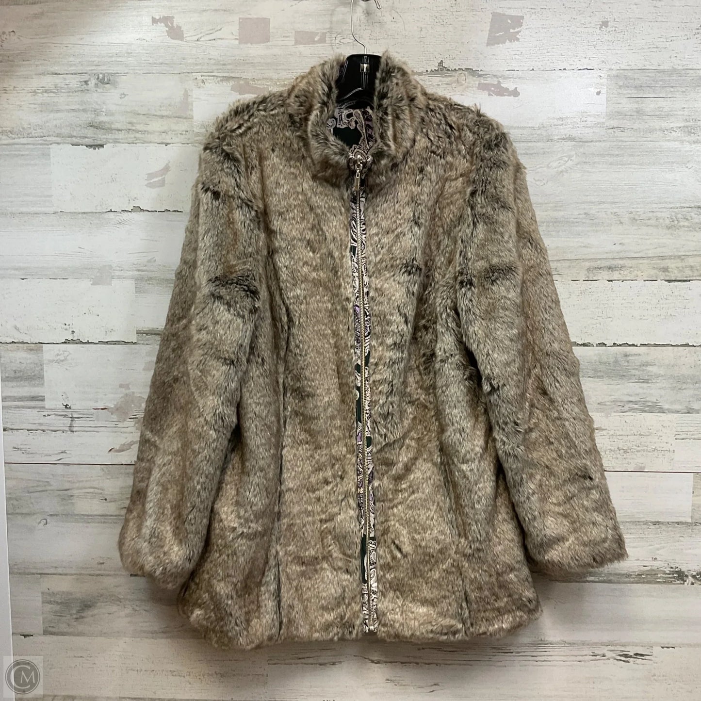 Coat Faux Fur & Sherpa By Chicos In Animal Print, Size: M