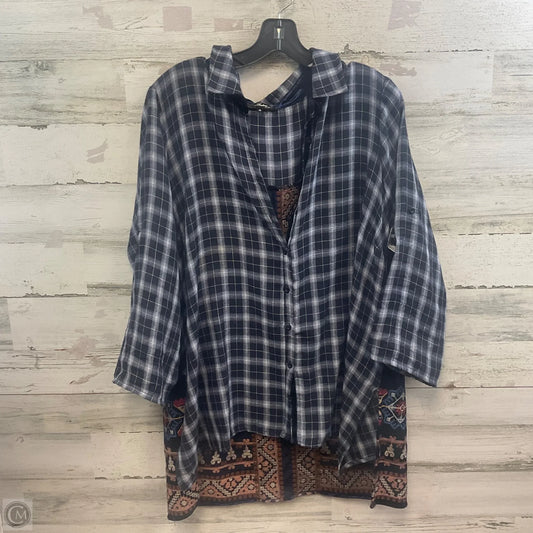 Blouse Long Sleeve By Andree By Unit In Blue, Size: 1x