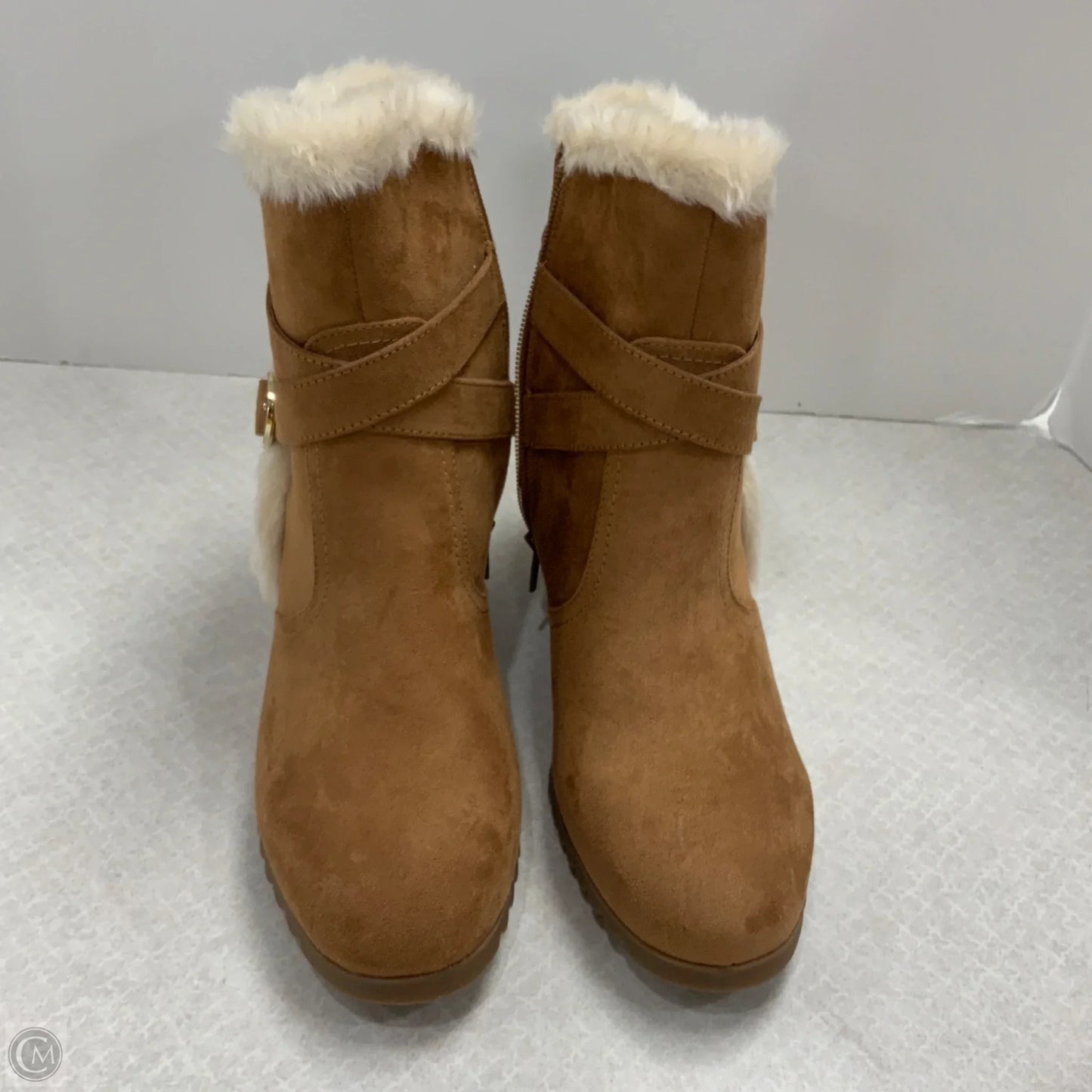 Boots Ankle Heels By Unisa In Brown, Size: 9.5