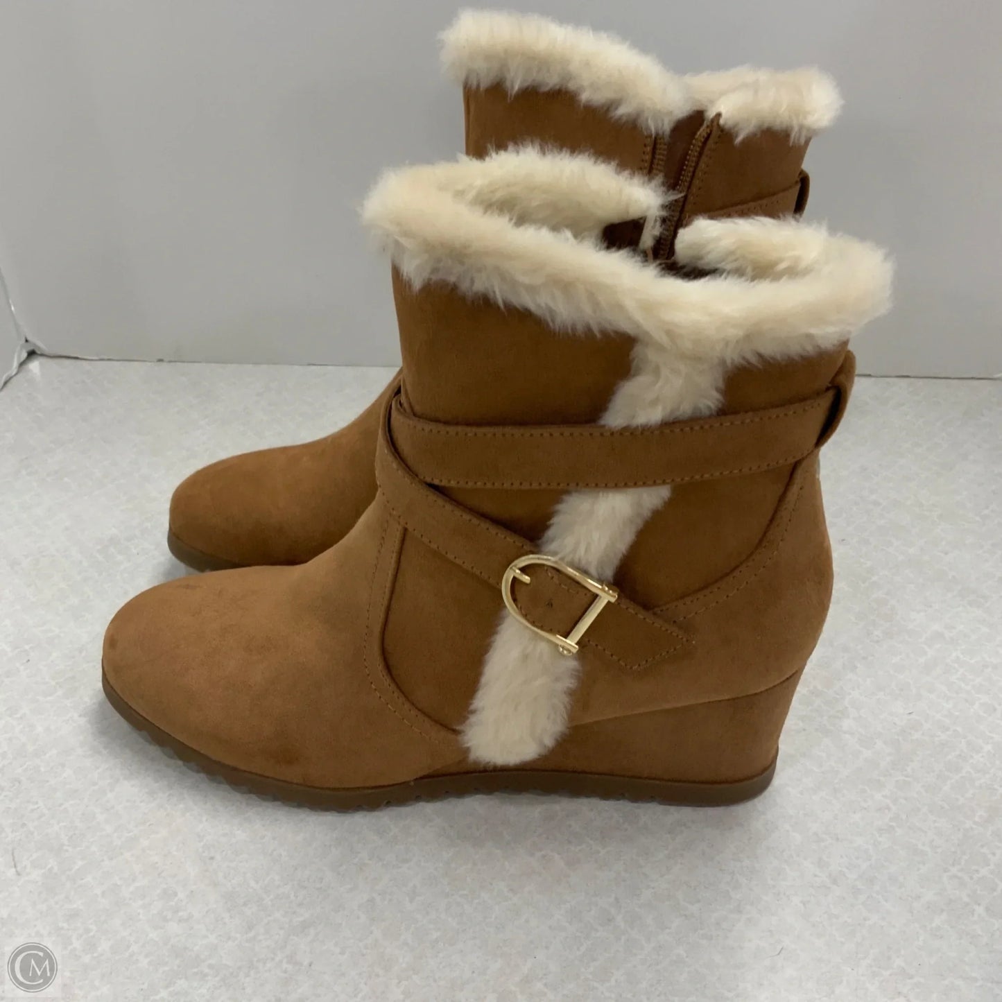 Boots Ankle Heels By Unisa In Brown, Size: 9.5