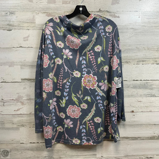 Top Long Sleeve By Tribal In Grey & Pink, Size: 2x