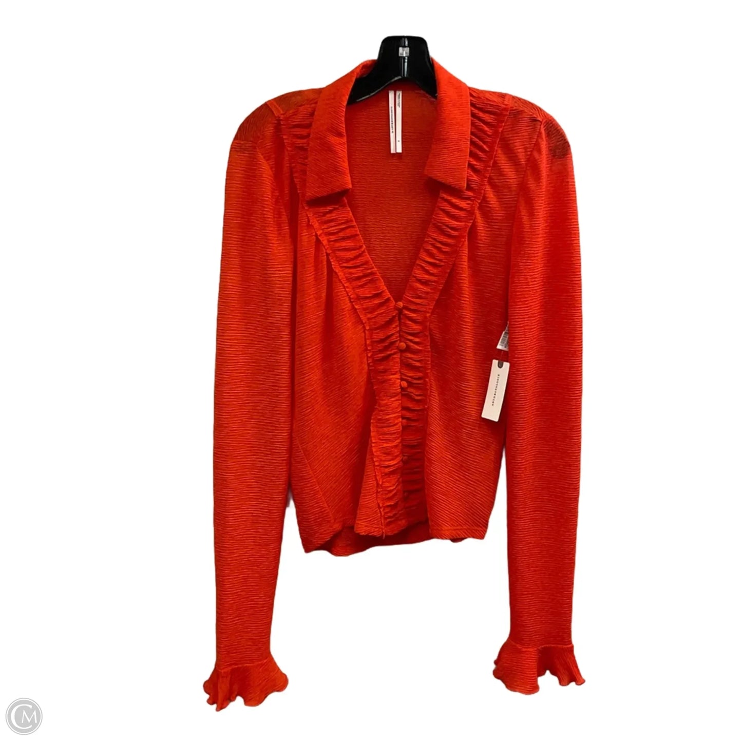 Top Long Sleeve By Anthropologie In Orange, Size: S