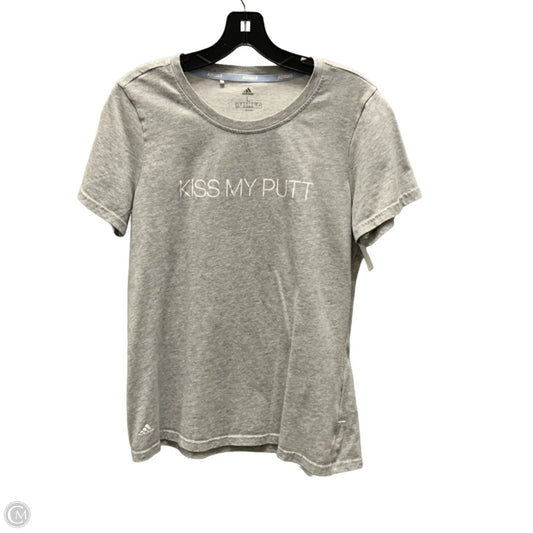 Athletic Top Short Sleeve By Adidas In Grey, Size: L