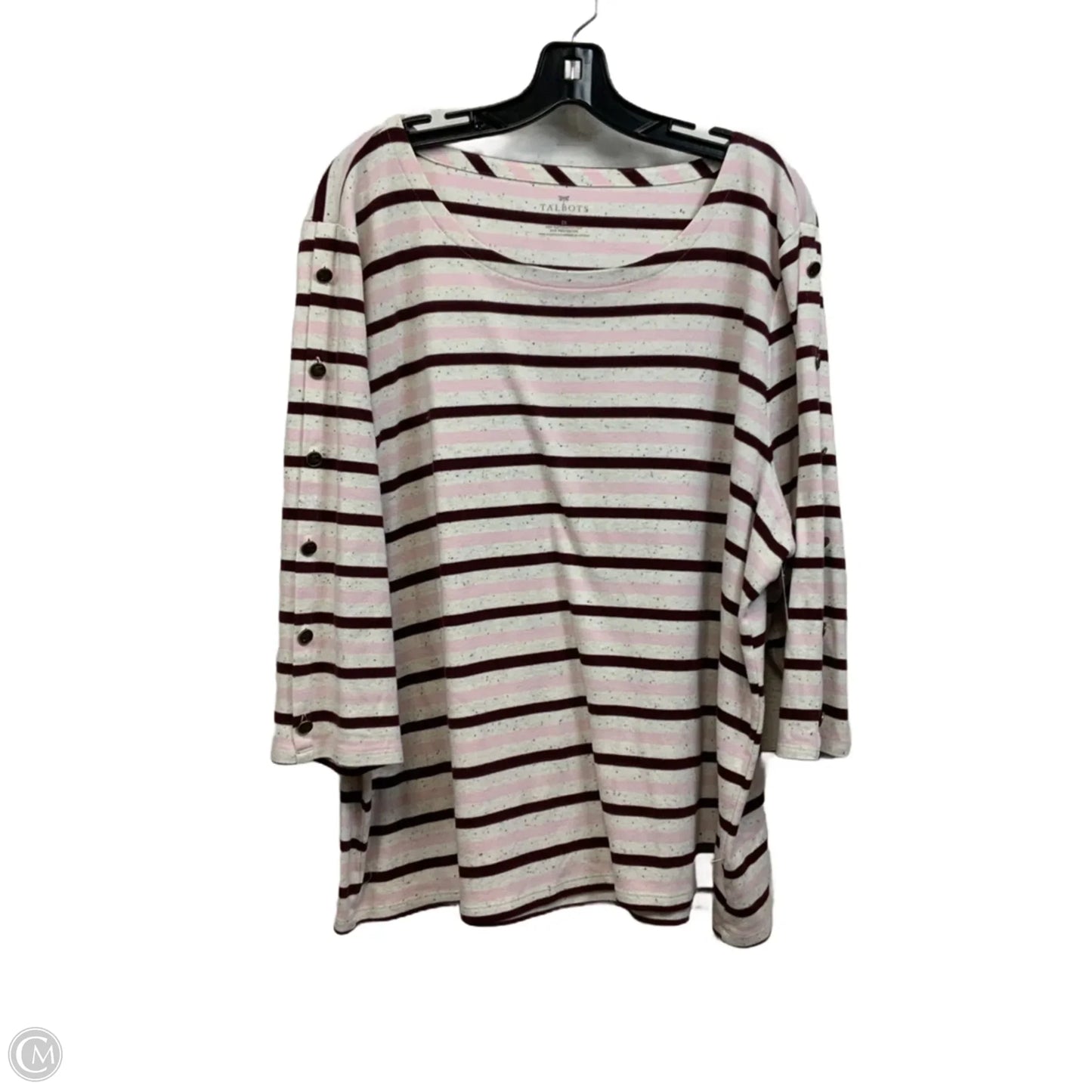 Top 3/4 Sleeve By Talbots In Striped Pattern, Size: 3x