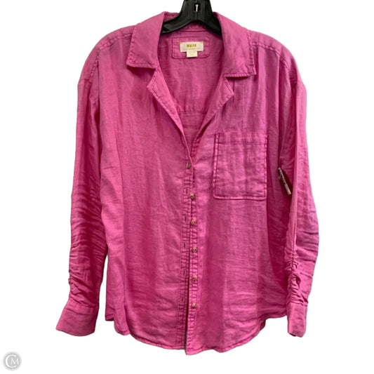 Blouse Long Sleeve By Maeve In Pink, Size: M