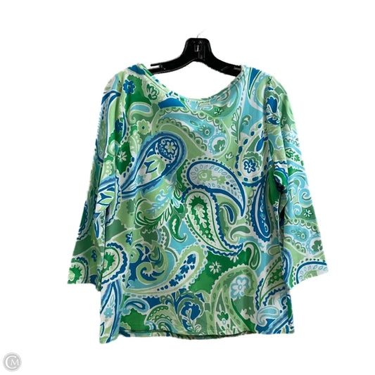 Top Long Sleeve By Talbots In Blue & Green, Size: L