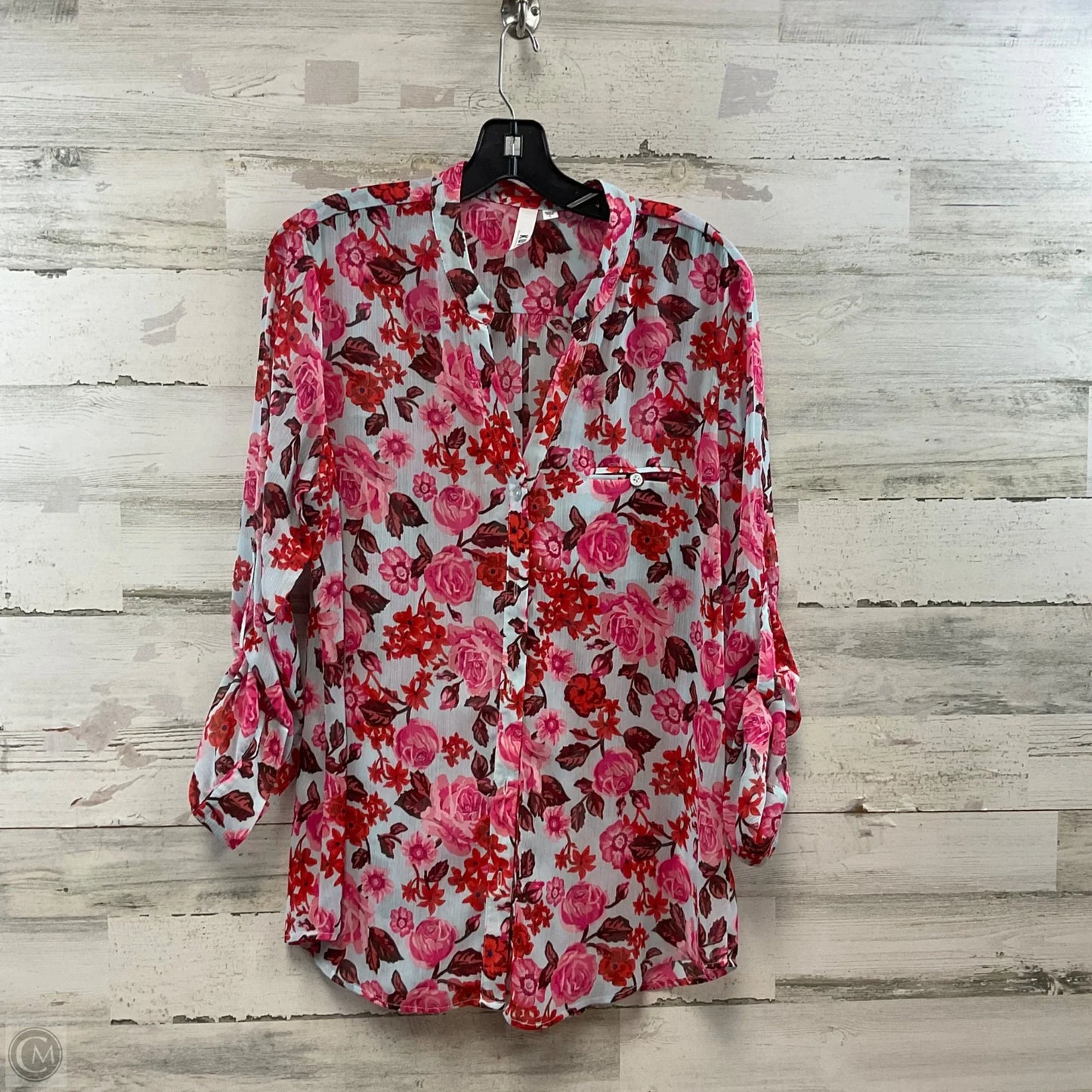 Blouse Long Sleeve By Kut In Pink, Size: L