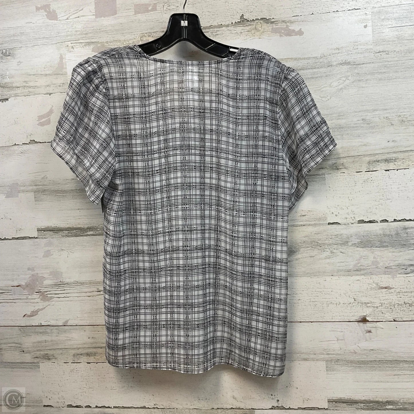 Blouse Short Sleeve By Cabi In Black & White, Size: S