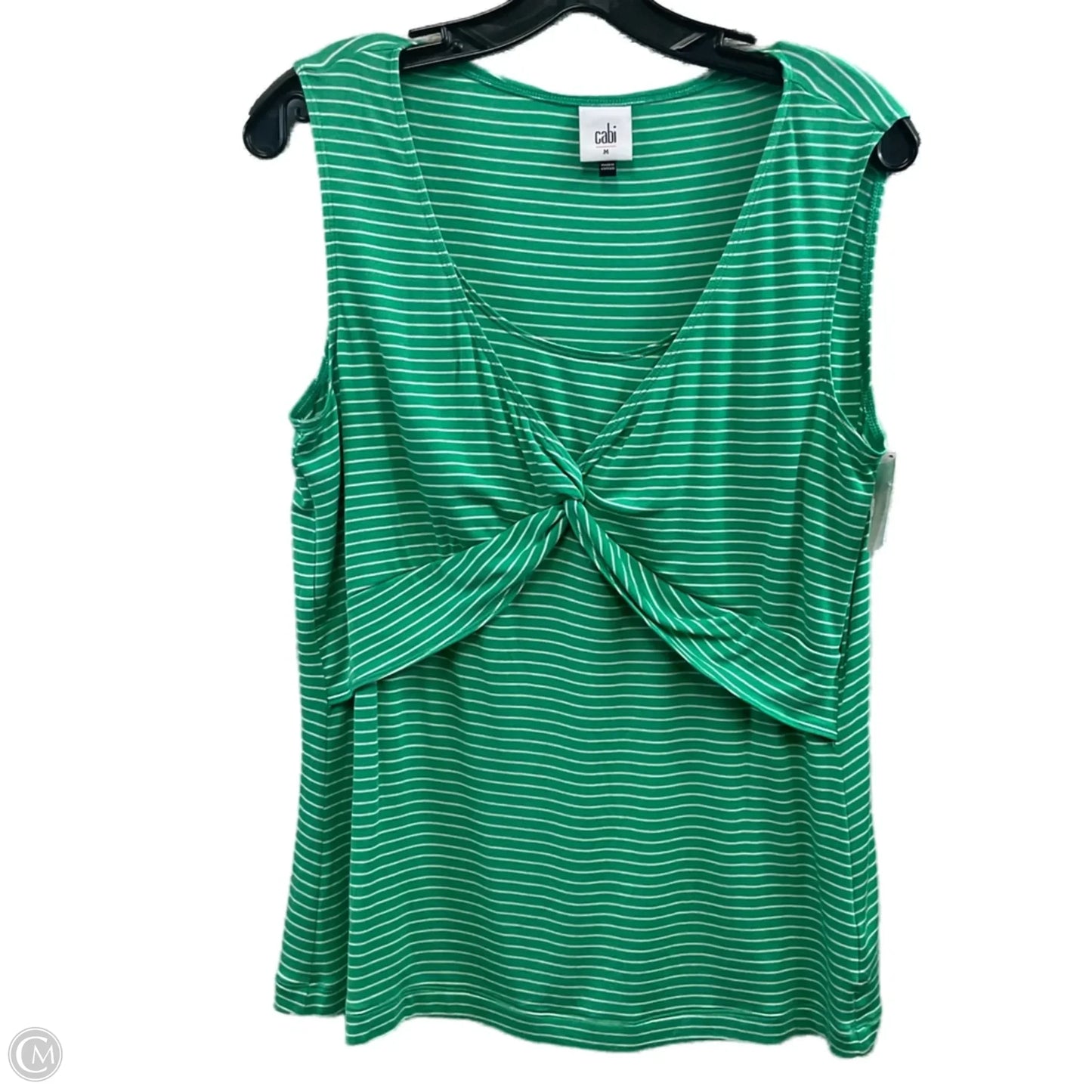Top Sleeveless By Cabi In Green & White, Size: M