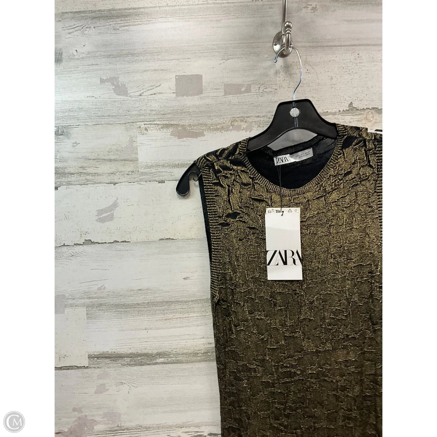 Dress Party Long By Zara In Black & Gold, Size: S