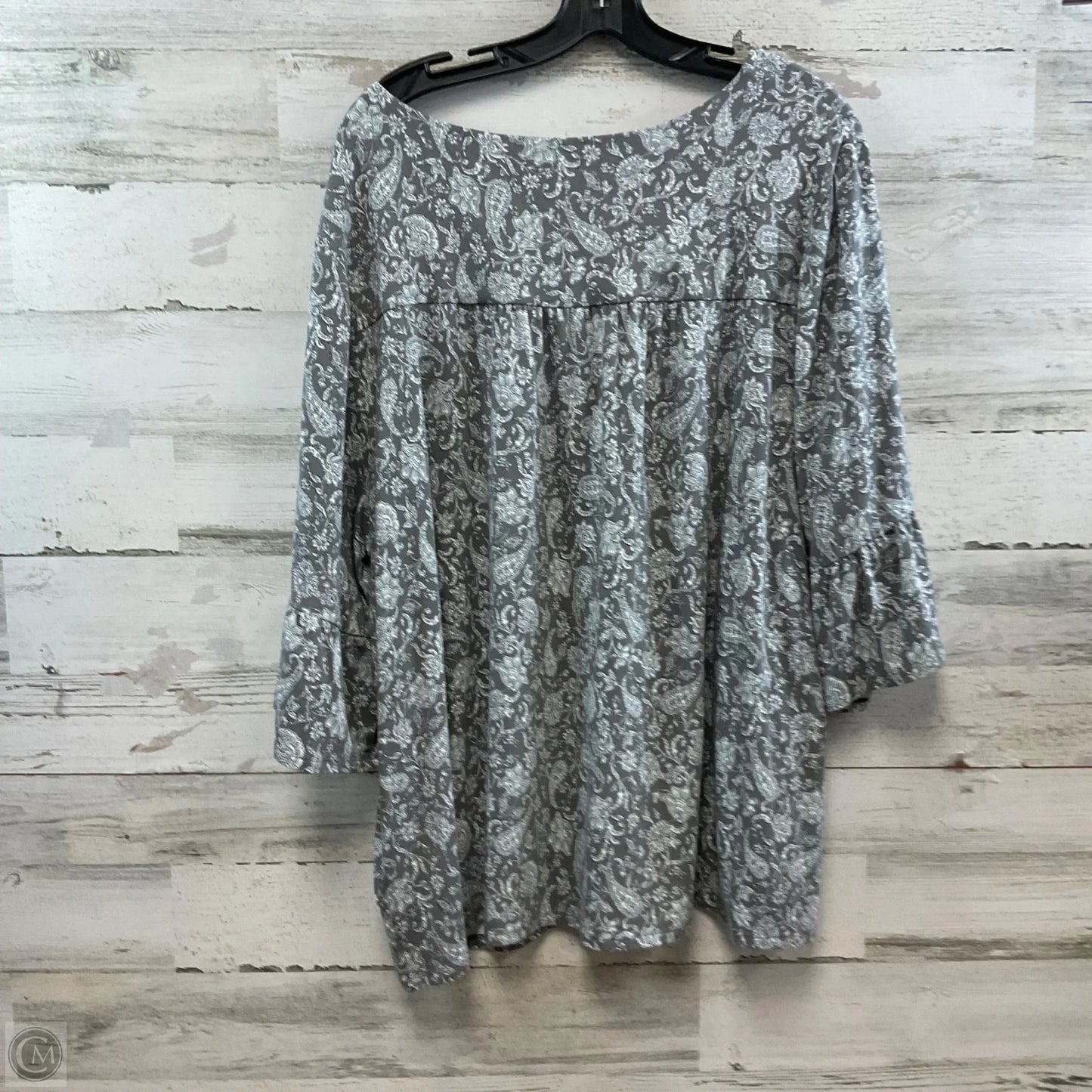 Top 3/4 Sleeve By J. Jill In Grey & White, Size: 3x