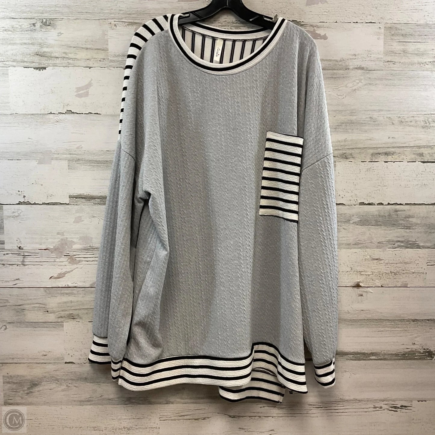 Top Long Sleeve By Celeste In Grey, Size: 3x