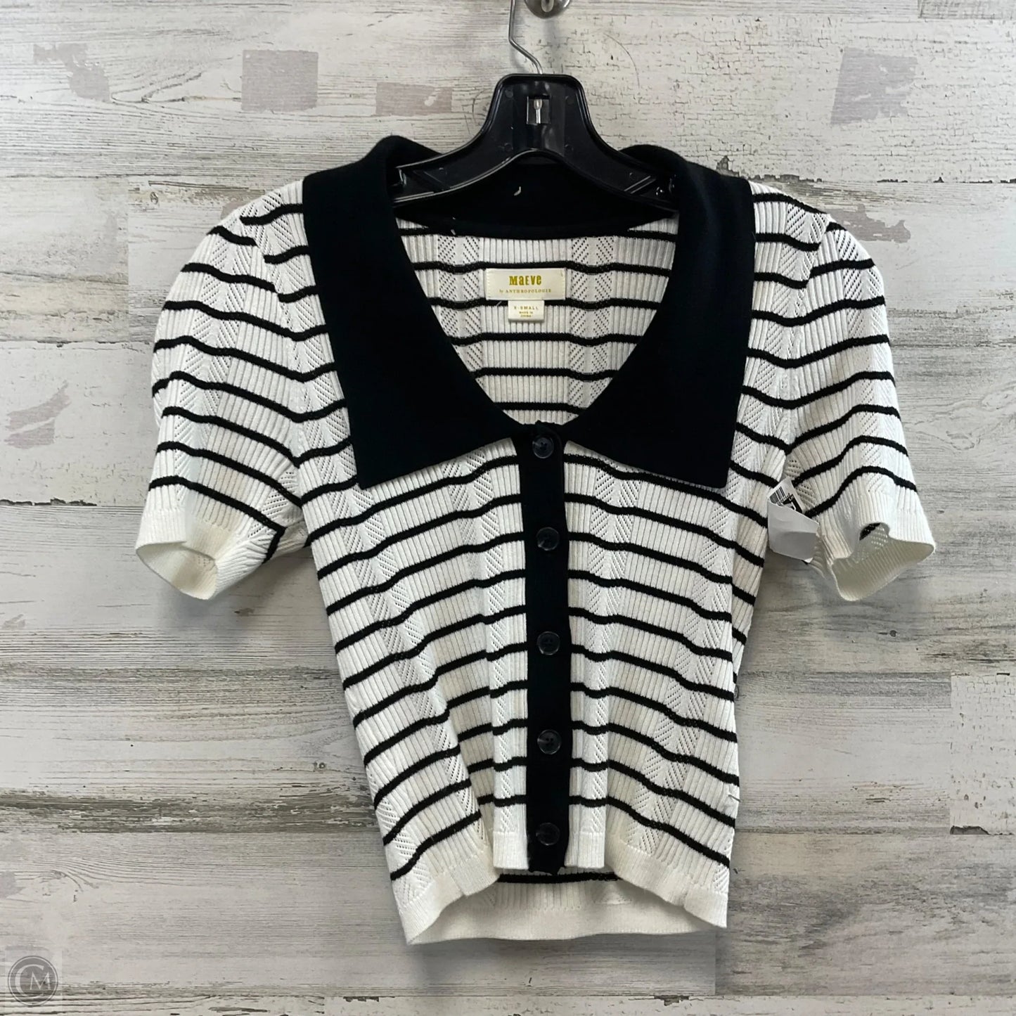 Top Short Sleeve By Maeve In Black & White, Size: Xs