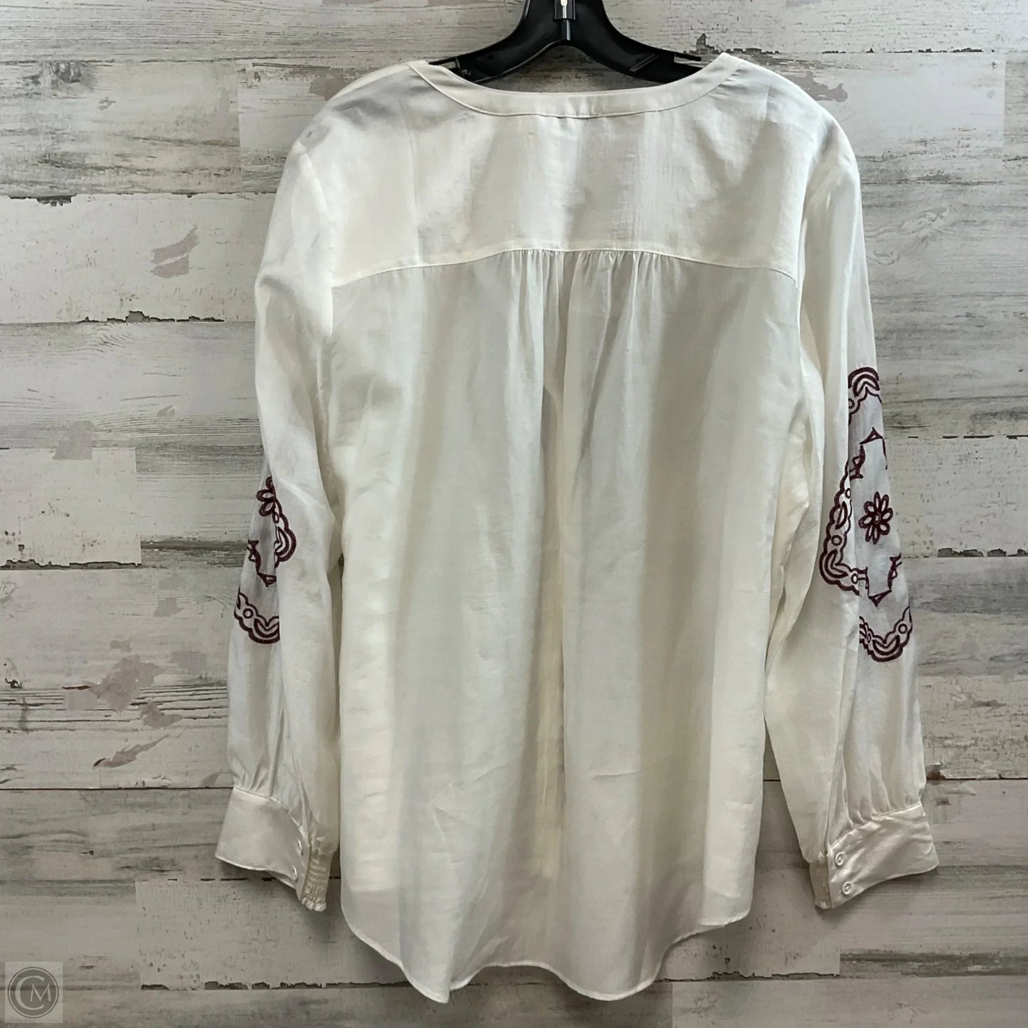 Blouse Long Sleeve By Chicos In Cream & Red, Size: Xl