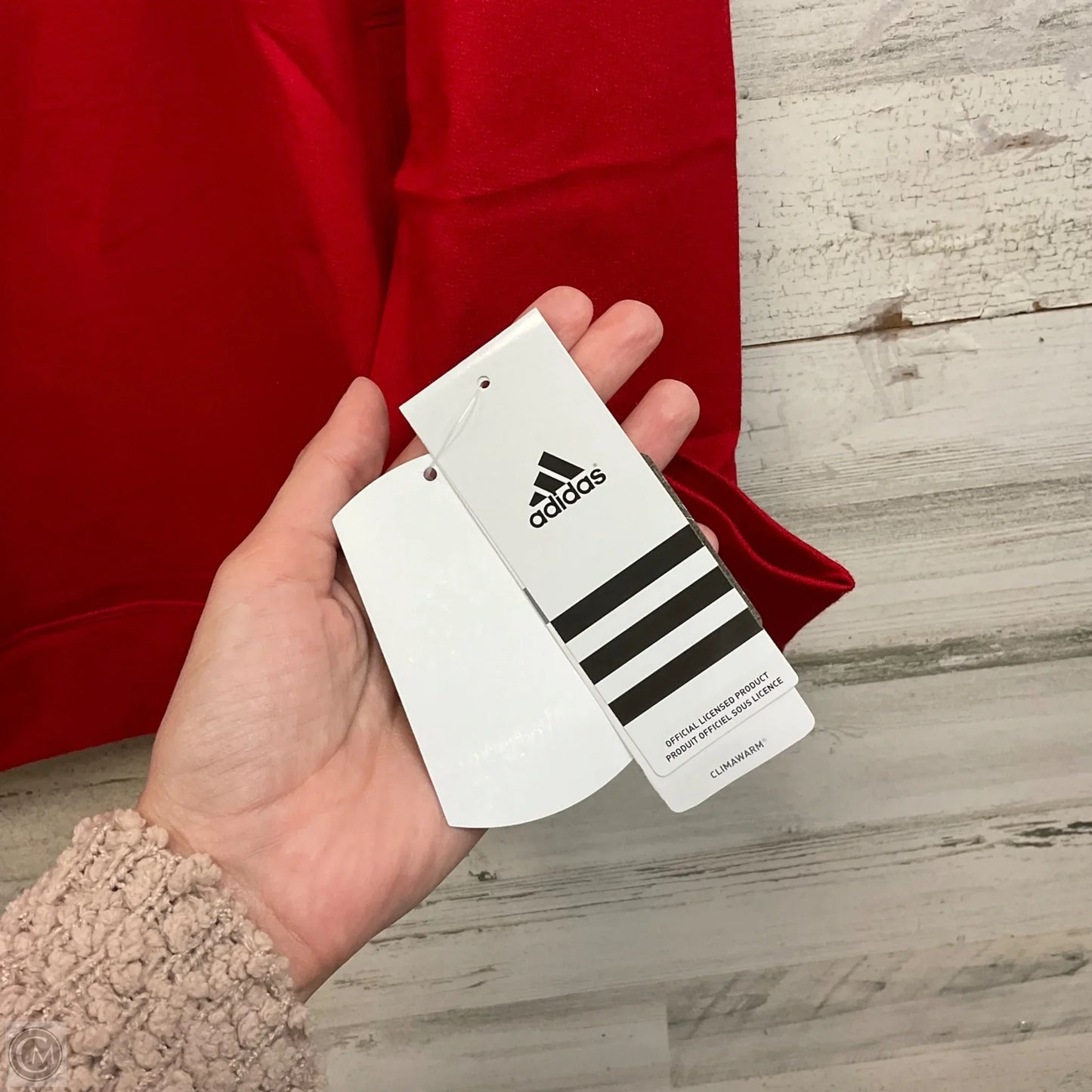 Athletic Top Long Sleeve Hoodie By Adidas In Red, Size: Xl