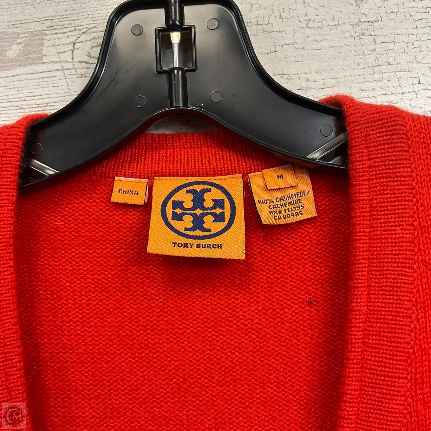 Sweater Cardigan Designer By Tory Burch In Orange, Size: M