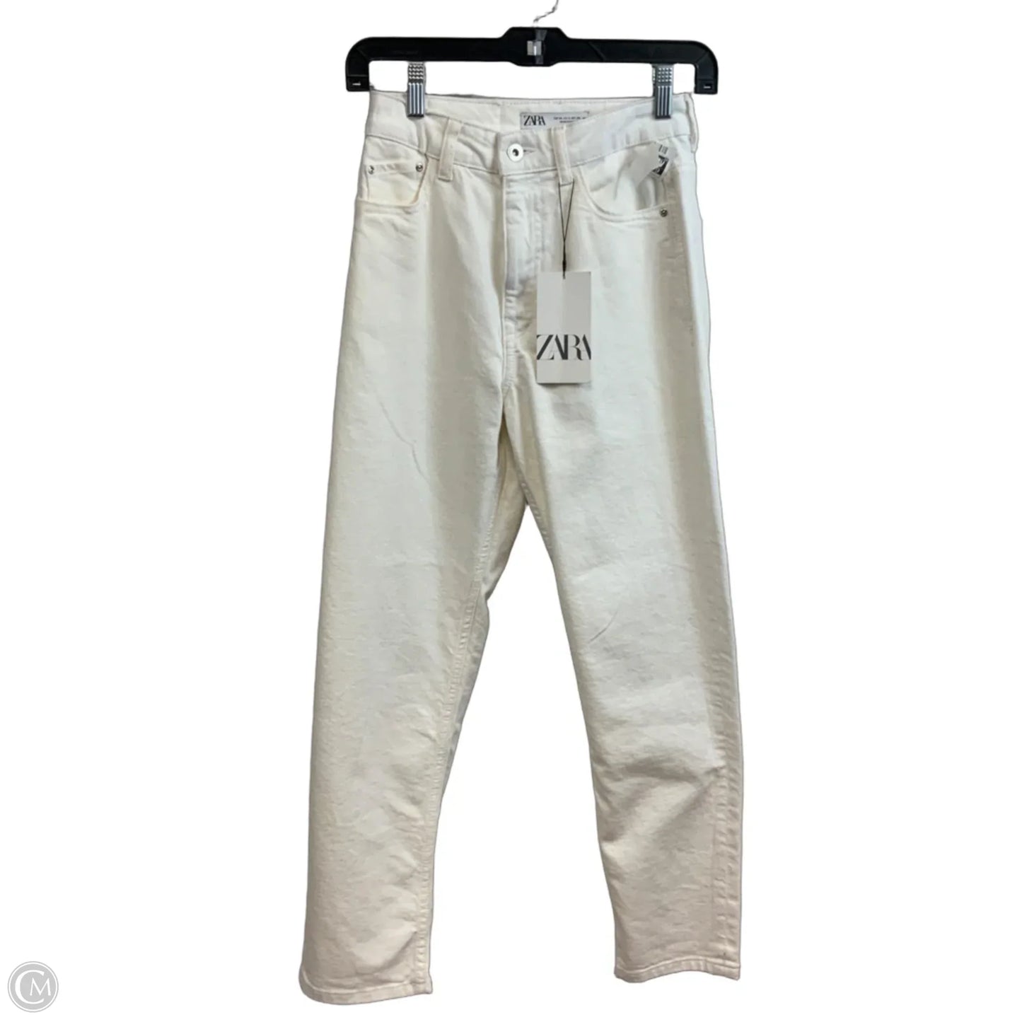Jeans Straight By Zara In White Denim, Size: 2