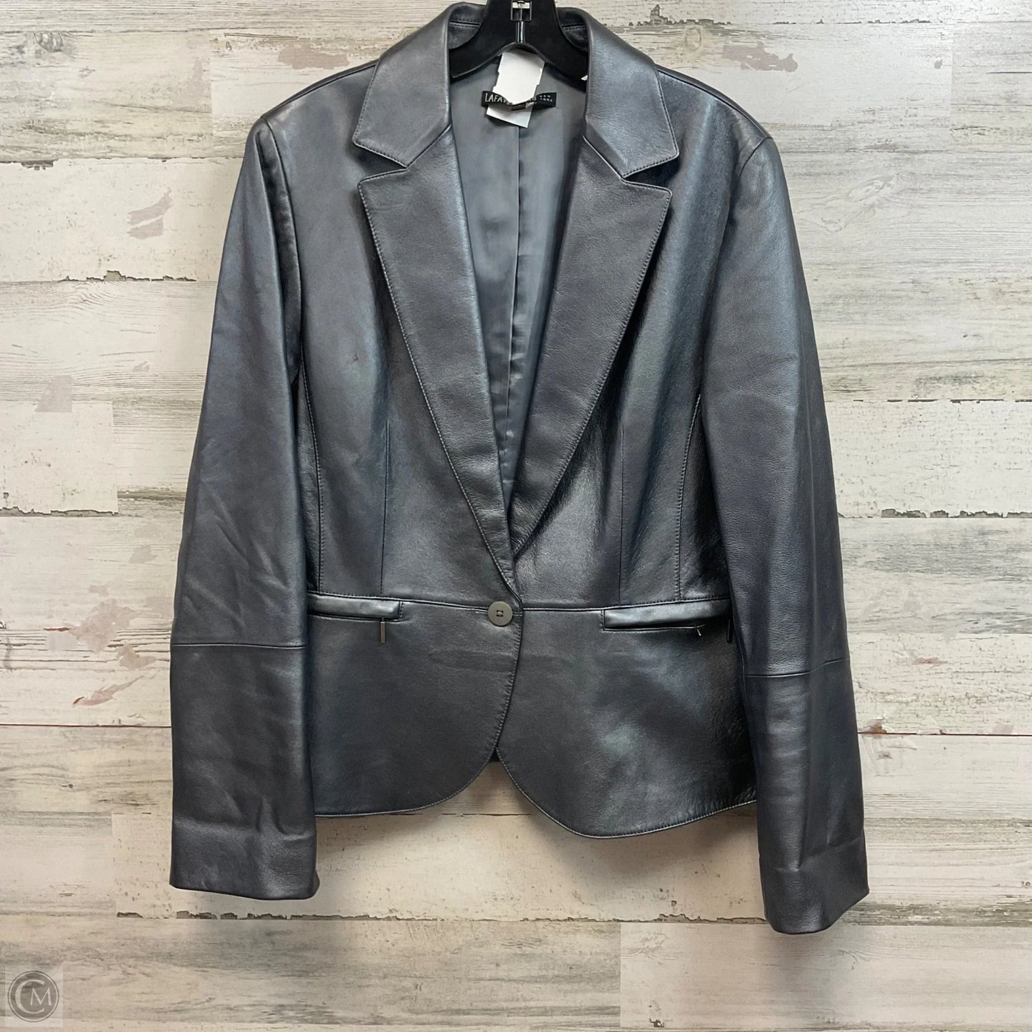 Jacket Designer By Lafayette 148 In Grey, Size: L