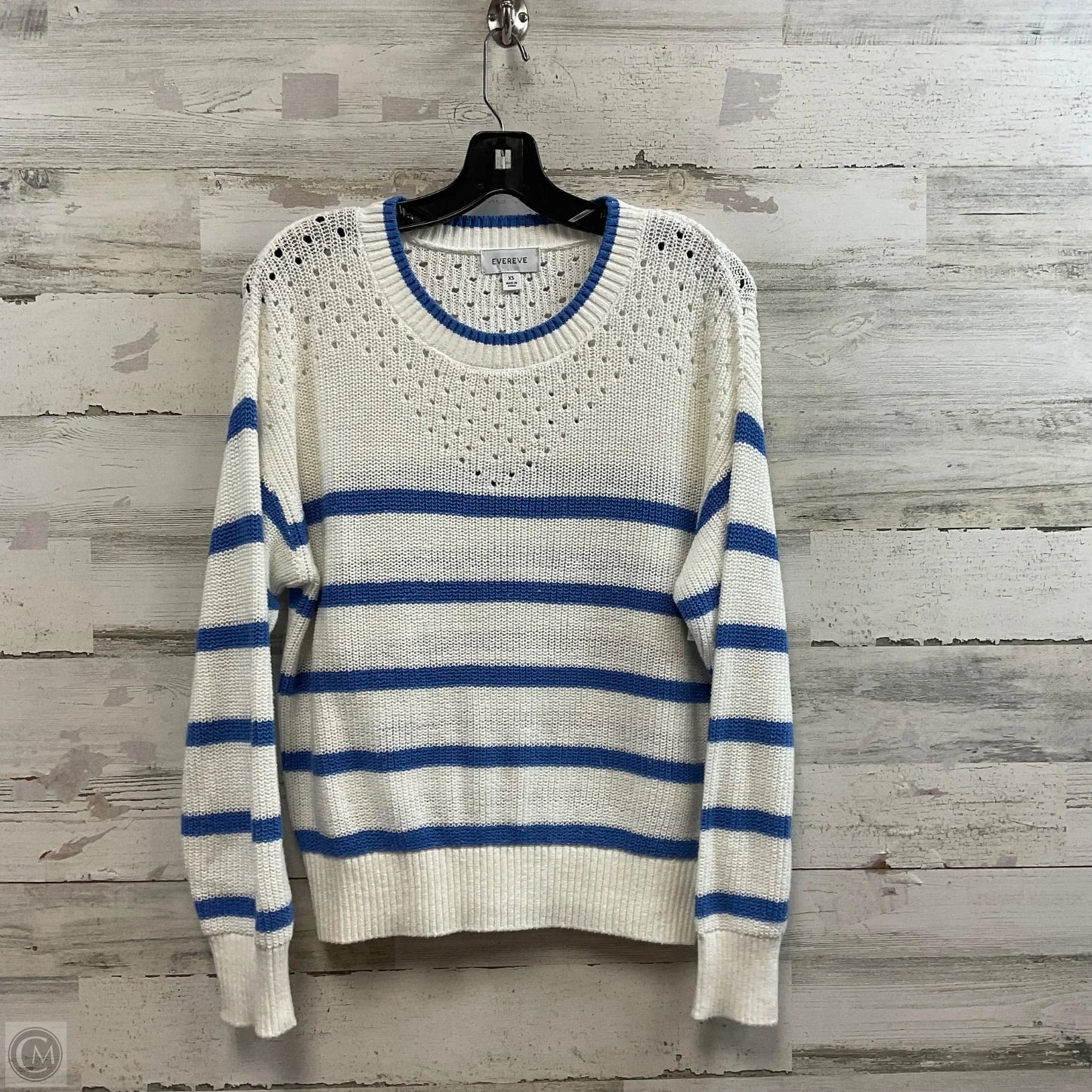 Sweater By Evereve In Blue & White, Size: Xs