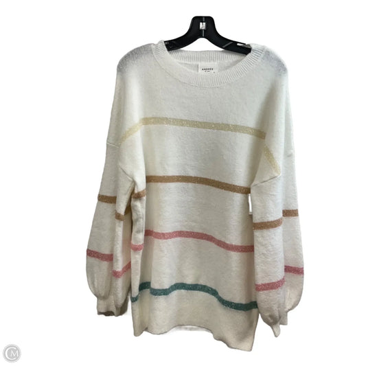 Sweater By Andree By Unit In White, Size: 1x