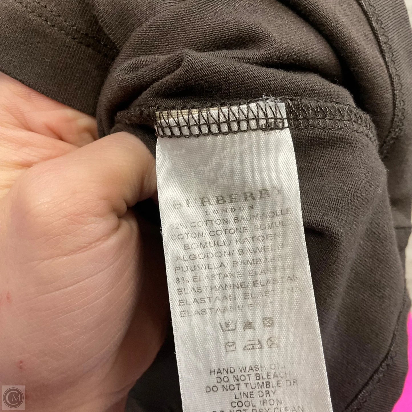 Top Short Sleeve Luxury Designer By Burberry In Brown, Size: Xl