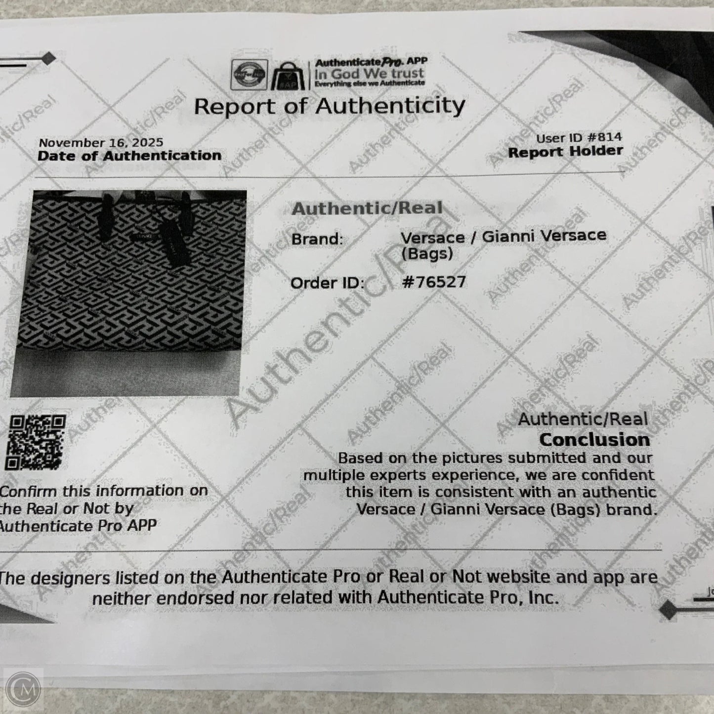 Tote Luxury Designer By Versace, Size: Large